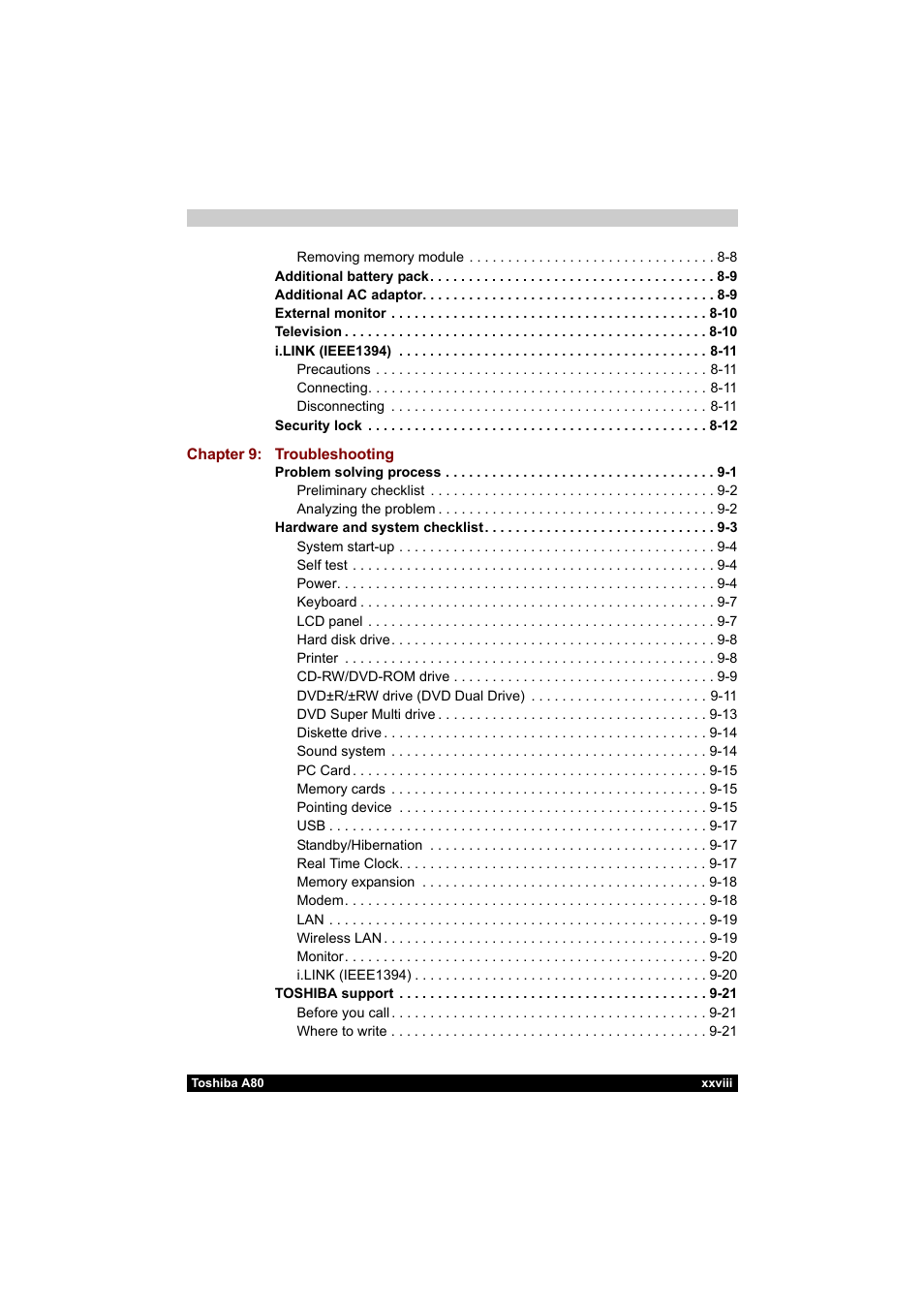 Toshiba Equium A80 User Manual | Page 28 / 176