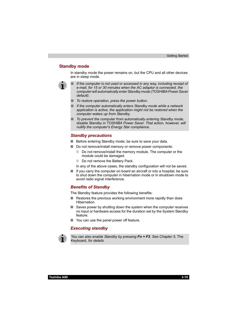 Standby mode -10 | Toshiba Equium A80 User Manual | Page 74 / 176