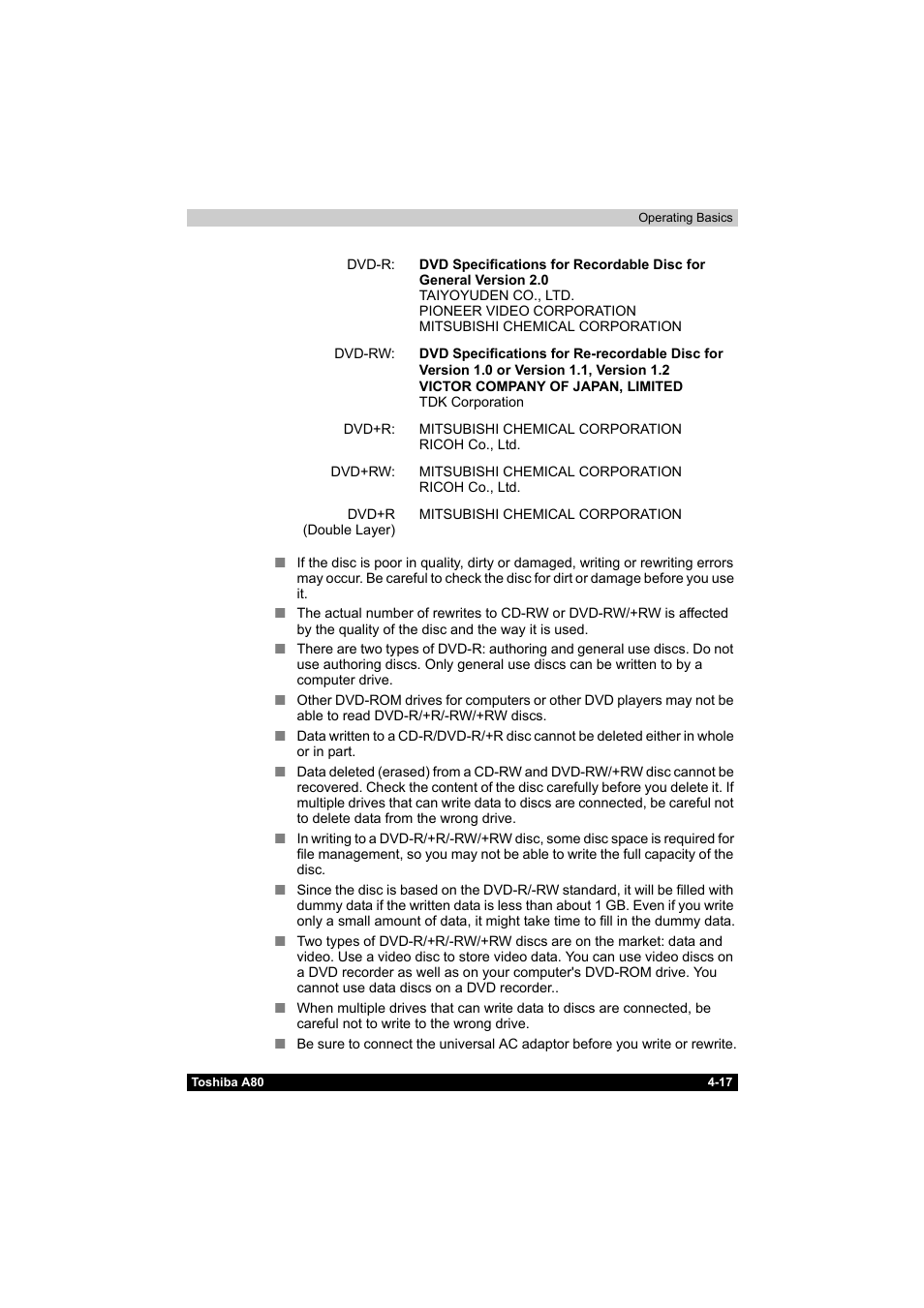 Toshiba Equium A80 User Manual | Page 94 / 176