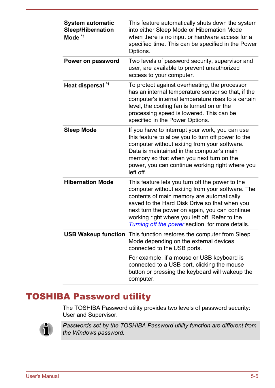 Toshiba password utility, Toshiba password utility -5 | Toshiba LX830-C User Manual | Page 107 / 138