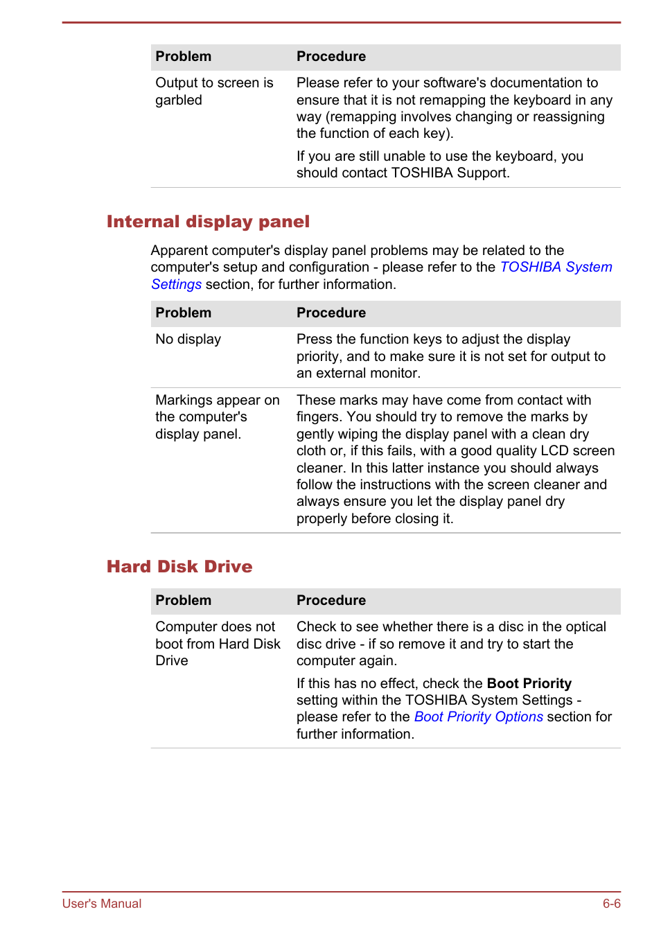 Internal display panel, Hard disk drive | Toshiba LX830-C User Manual | Page 127 / 138