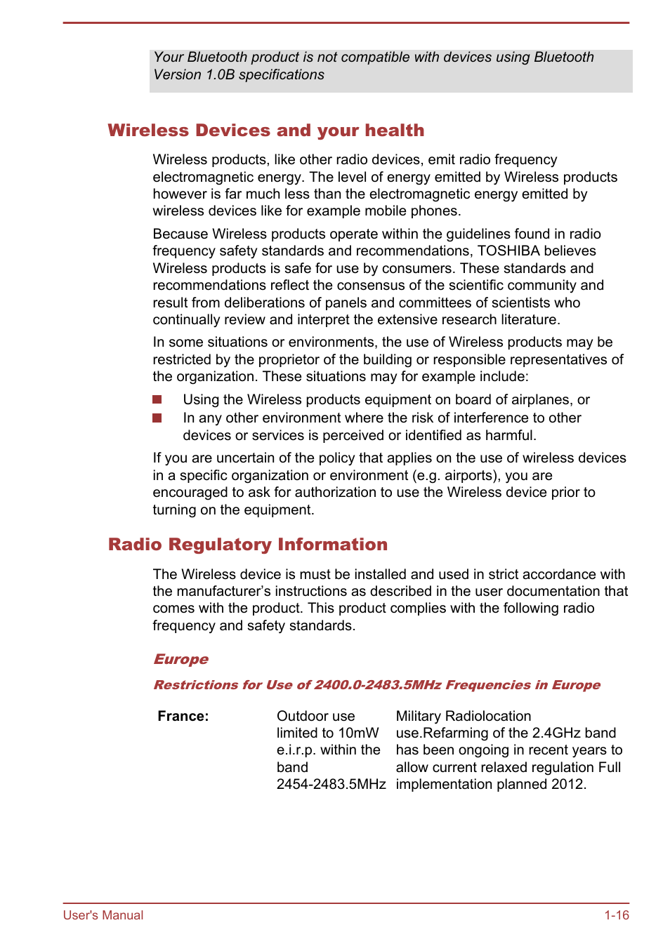 Wireless devices and your health, Radio regulatory information | Toshiba LX830-C User Manual | Page 20 / 138