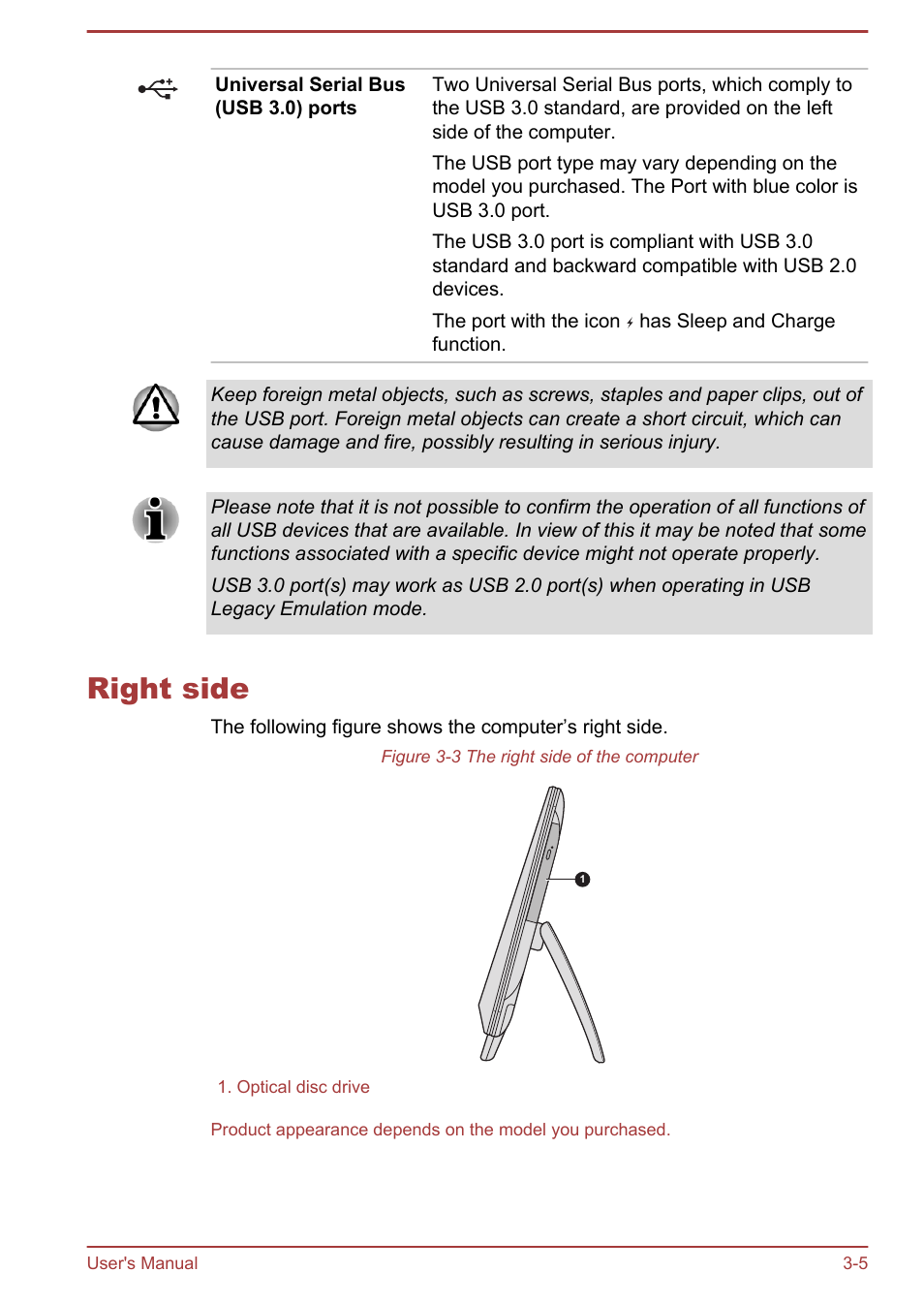 Right side, Right side -5 | Toshiba LX830-C User Manual | Page 46 / 138