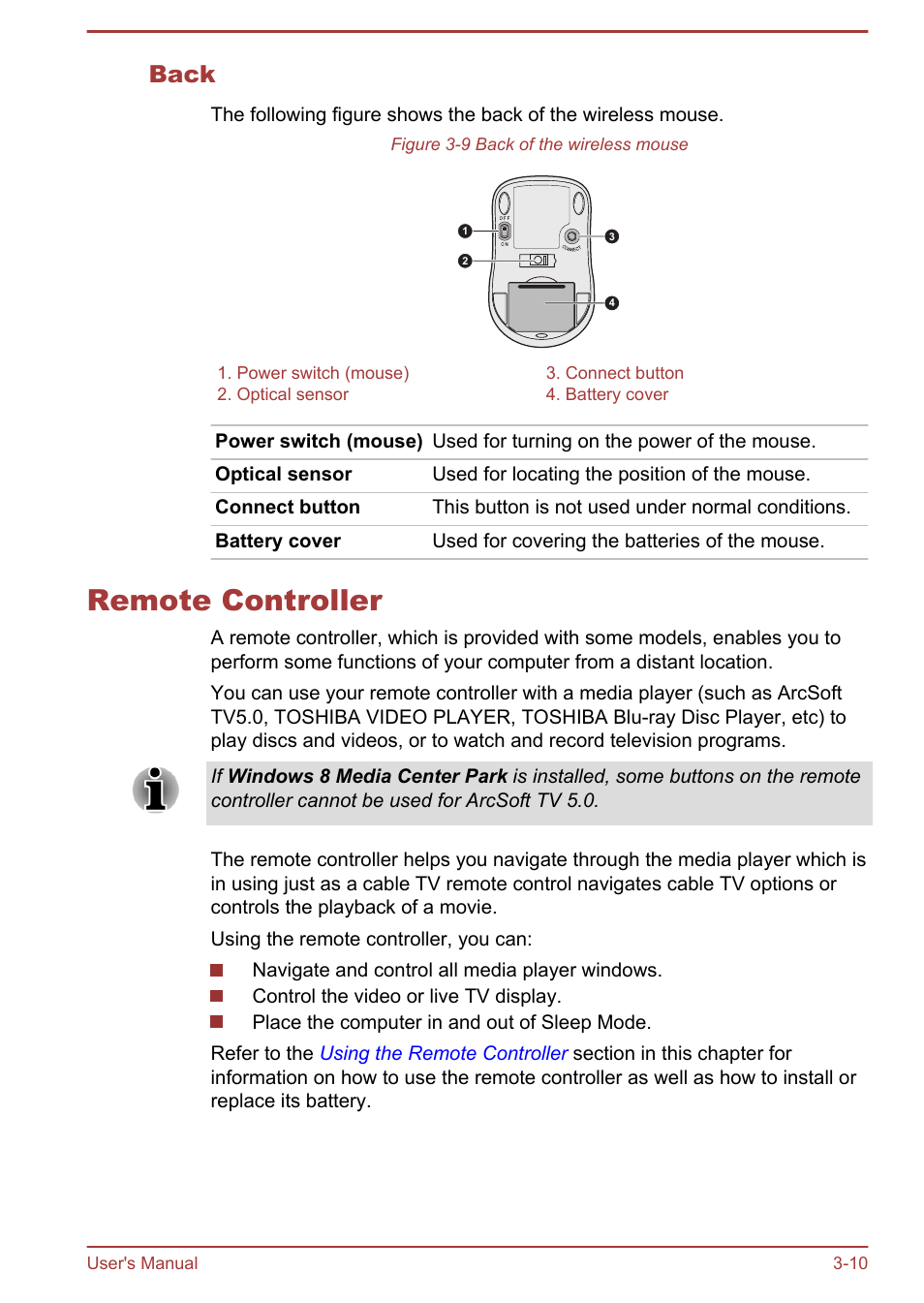 Back, Remote controller, Remote controller -10 | Toshiba LX830-C User Manual | Page 51 / 138