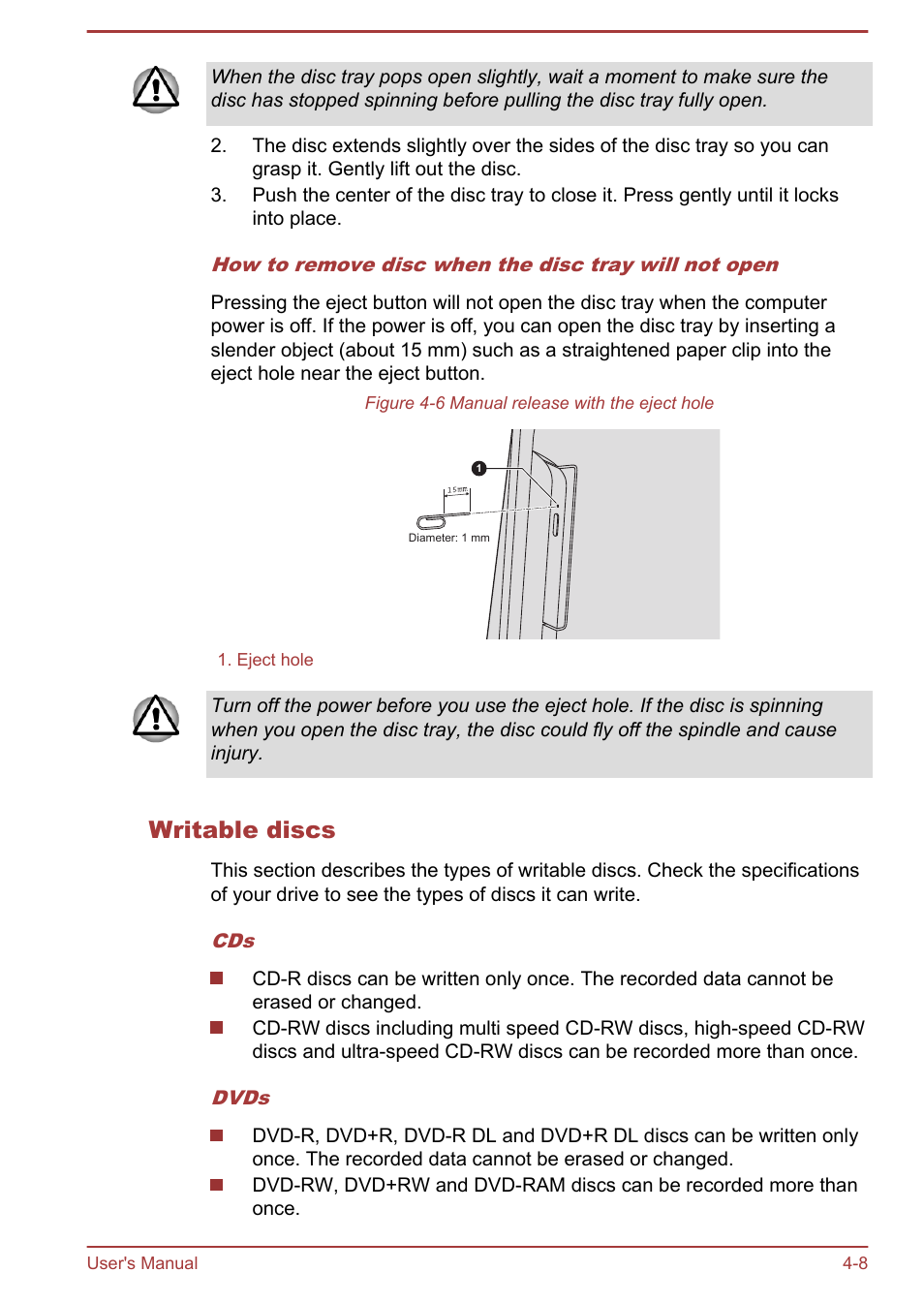 Writable discs | Toshiba LX830-C User Manual | Page 68 / 138