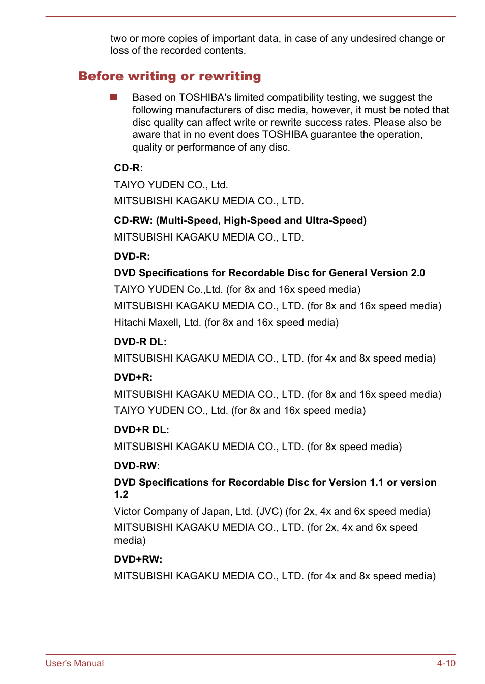 Before writing or rewriting | Toshiba LX830-C User Manual | Page 70 / 138