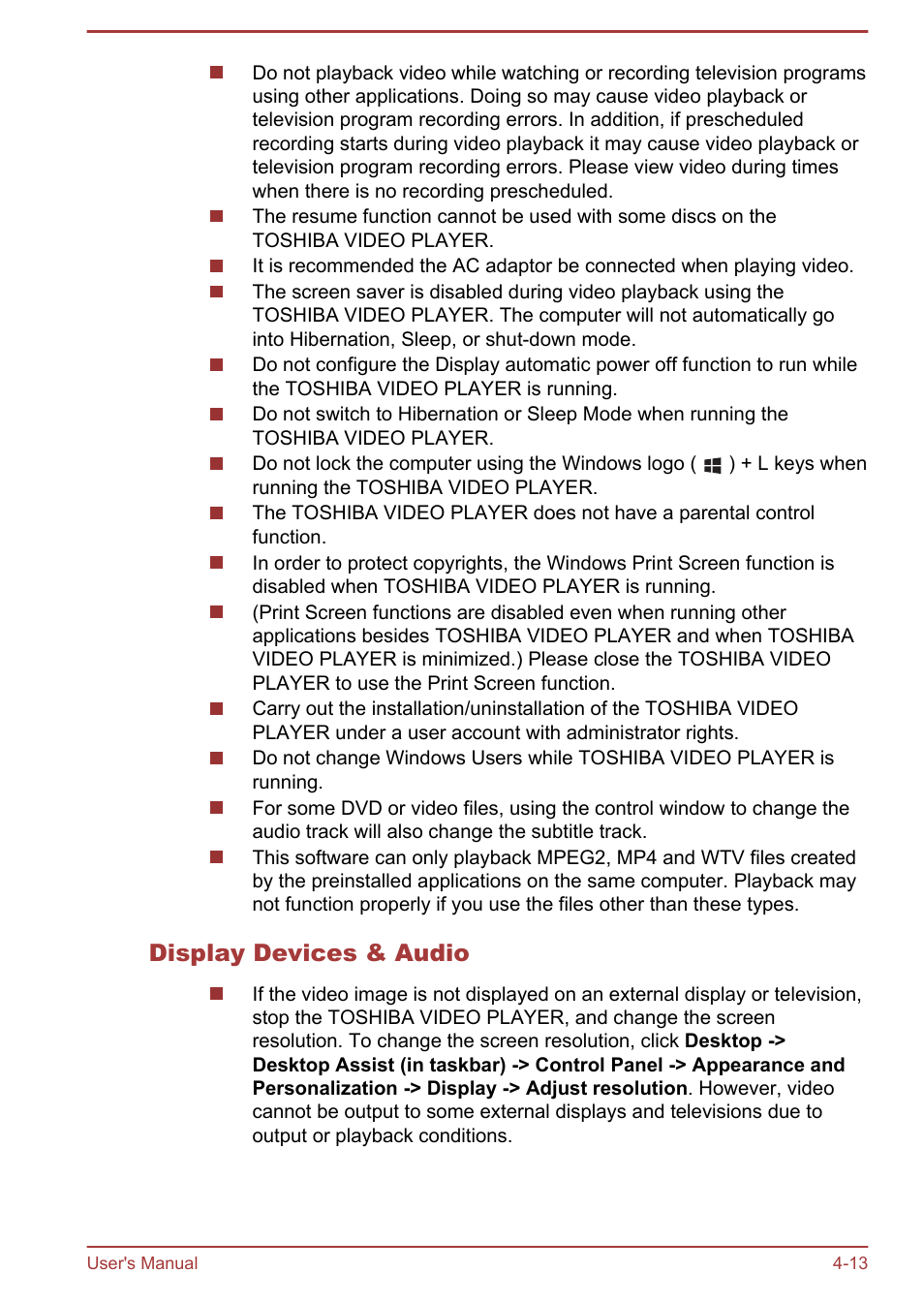 Display devices & audio | Toshiba LX830-C User Manual | Page 73 / 138