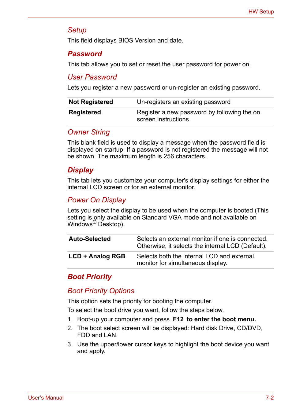 Boot priority | Toshiba Satellite L30 (PSL33) User Manual | Page 100 / 162