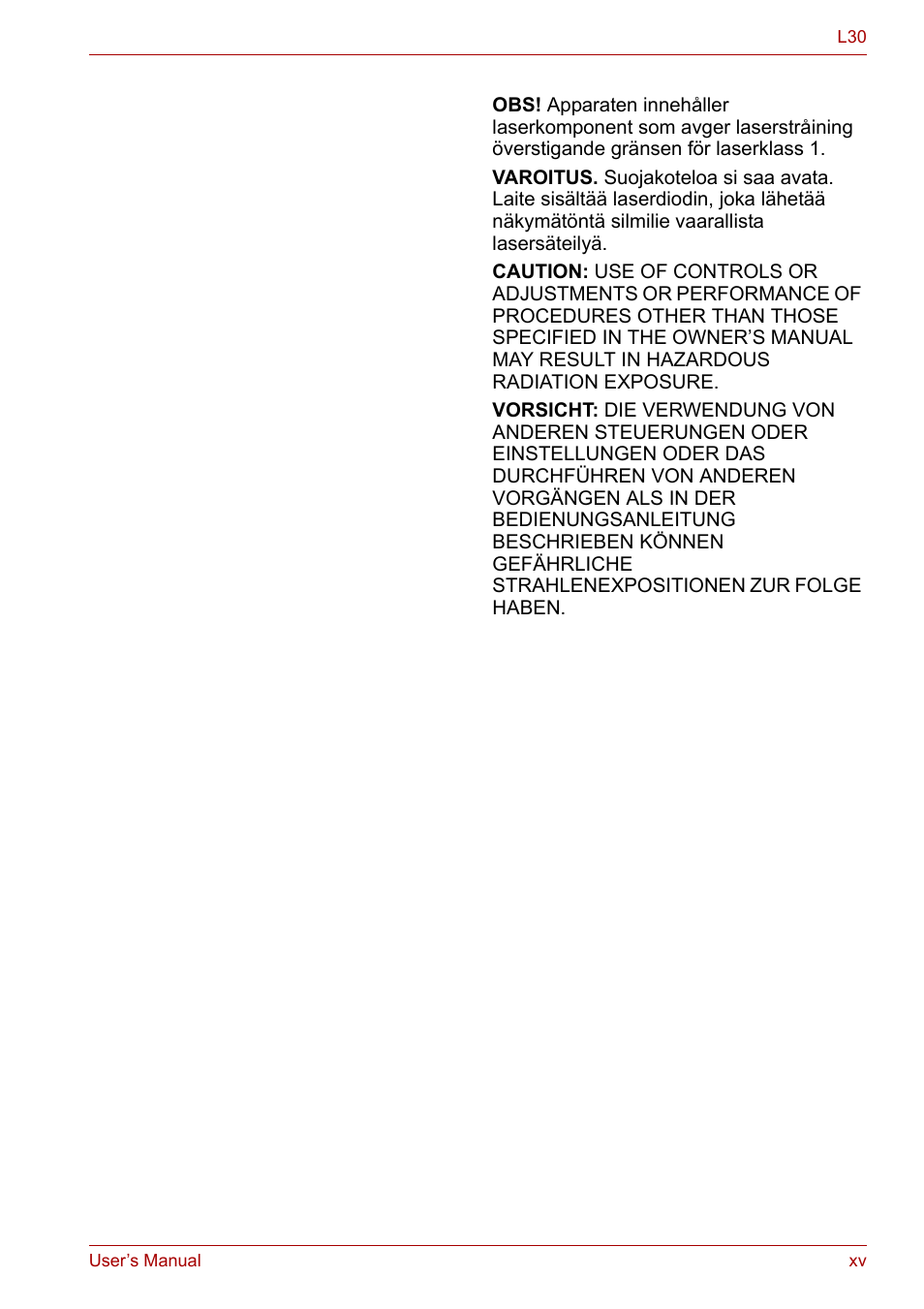 Toshiba Satellite L30 (PSL33) User Manual | Page 15 / 162