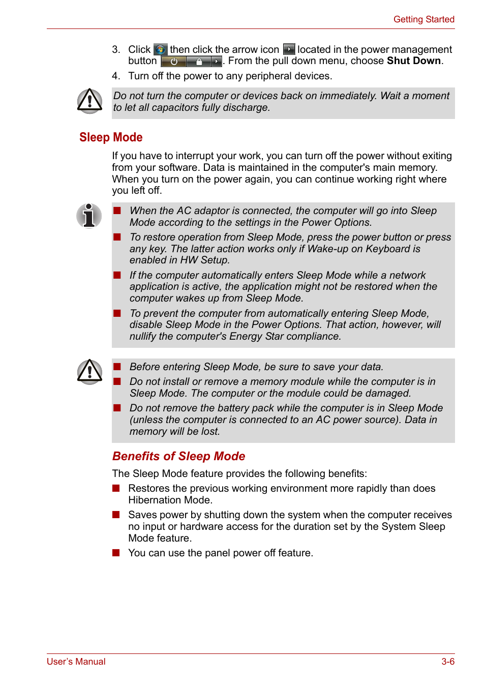 Sleep mode | Toshiba Satellite L30 (PSL33) User Manual | Page 52 / 162