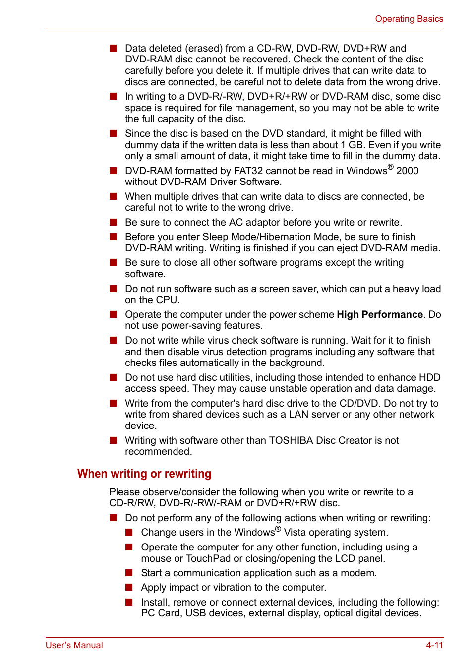 When writing or rewriting | Toshiba Satellite L30 (PSL33) User Manual | Page 67 / 162