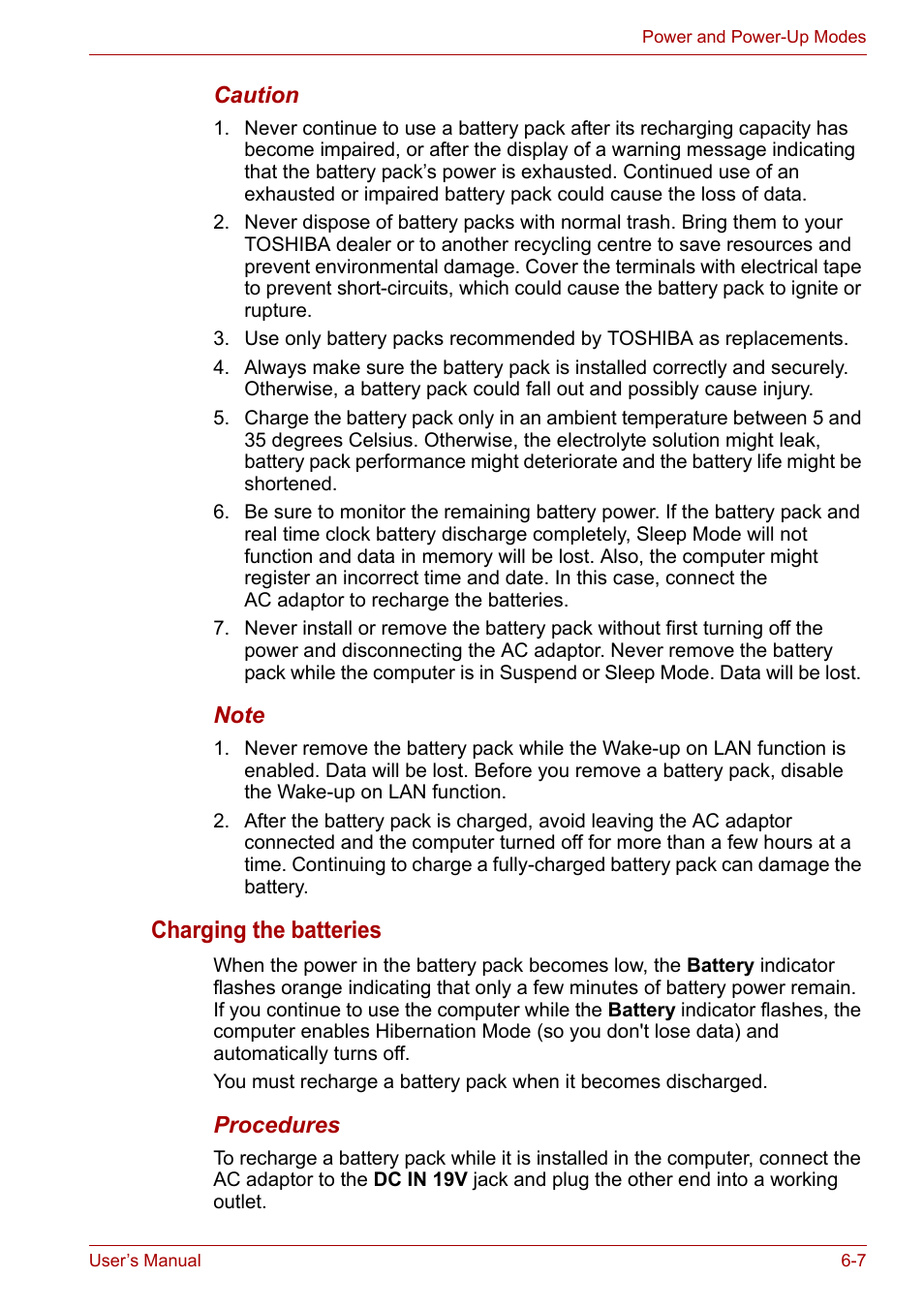 Charging the batteries | Toshiba Satellite L30 (PSL33) User Manual | Page 92 / 162