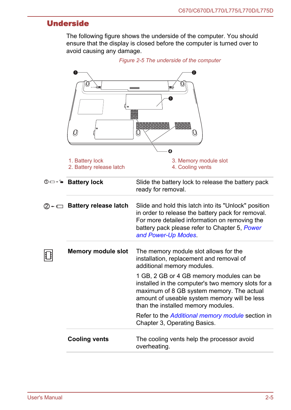 Underside | Toshiba Satellite L775D User Manual | Page 30 / 165