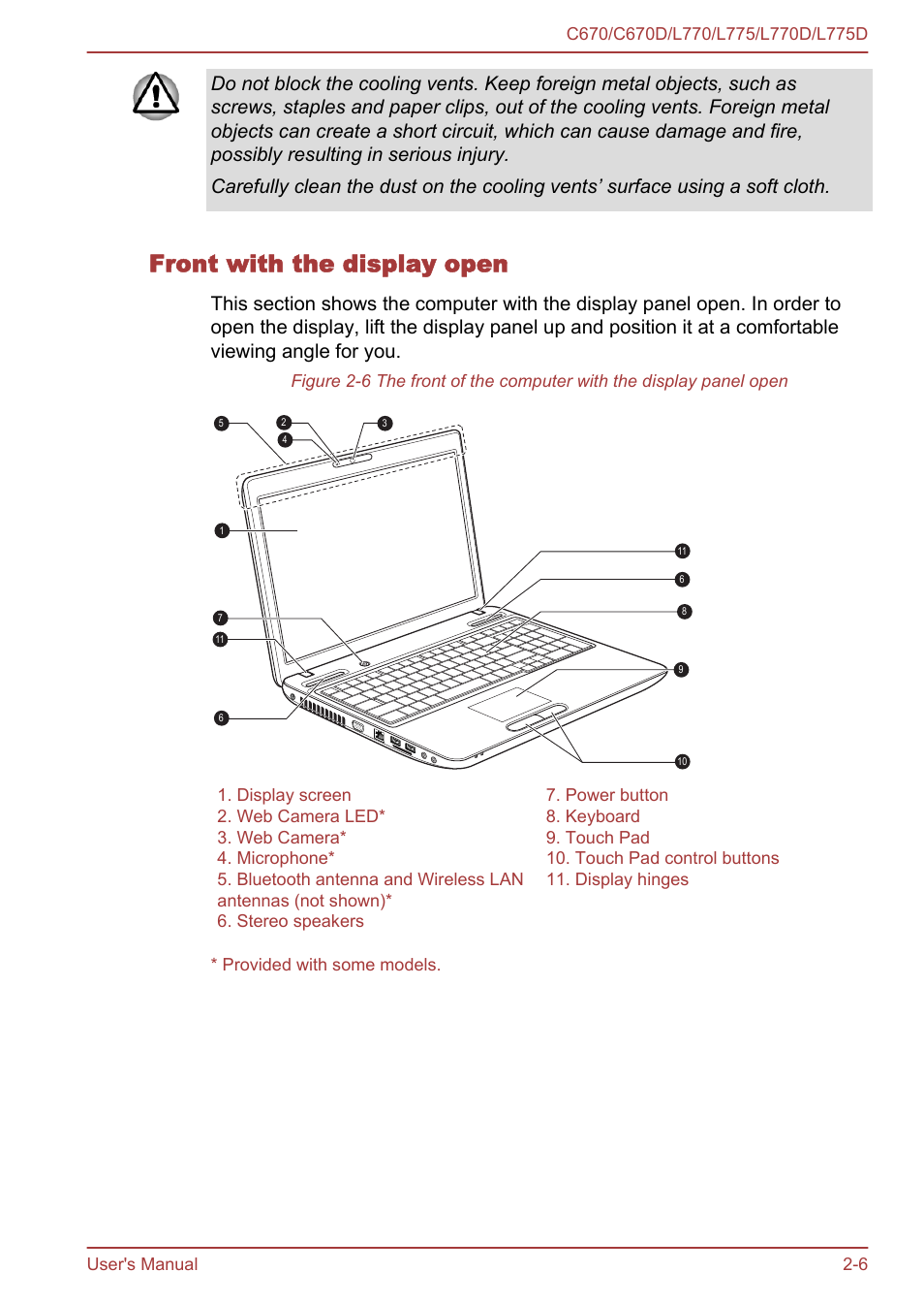 Front with the display open | Toshiba Satellite L775D User Manual | Page 31 / 165