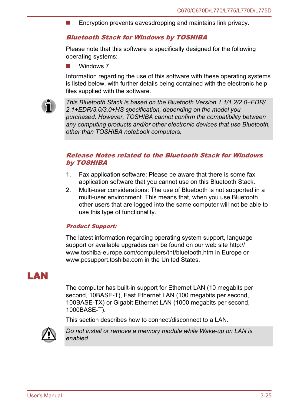 Lan -25 | Toshiba Satellite L775D User Manual | Page 69 / 165