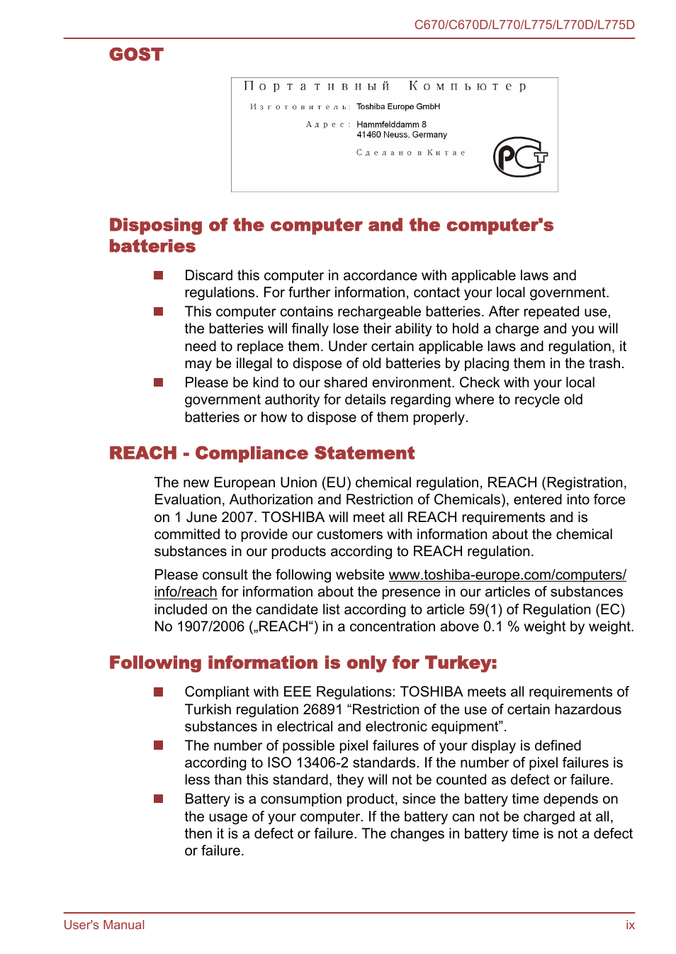 Toshiba Satellite L775D User Manual | Page 9 / 165