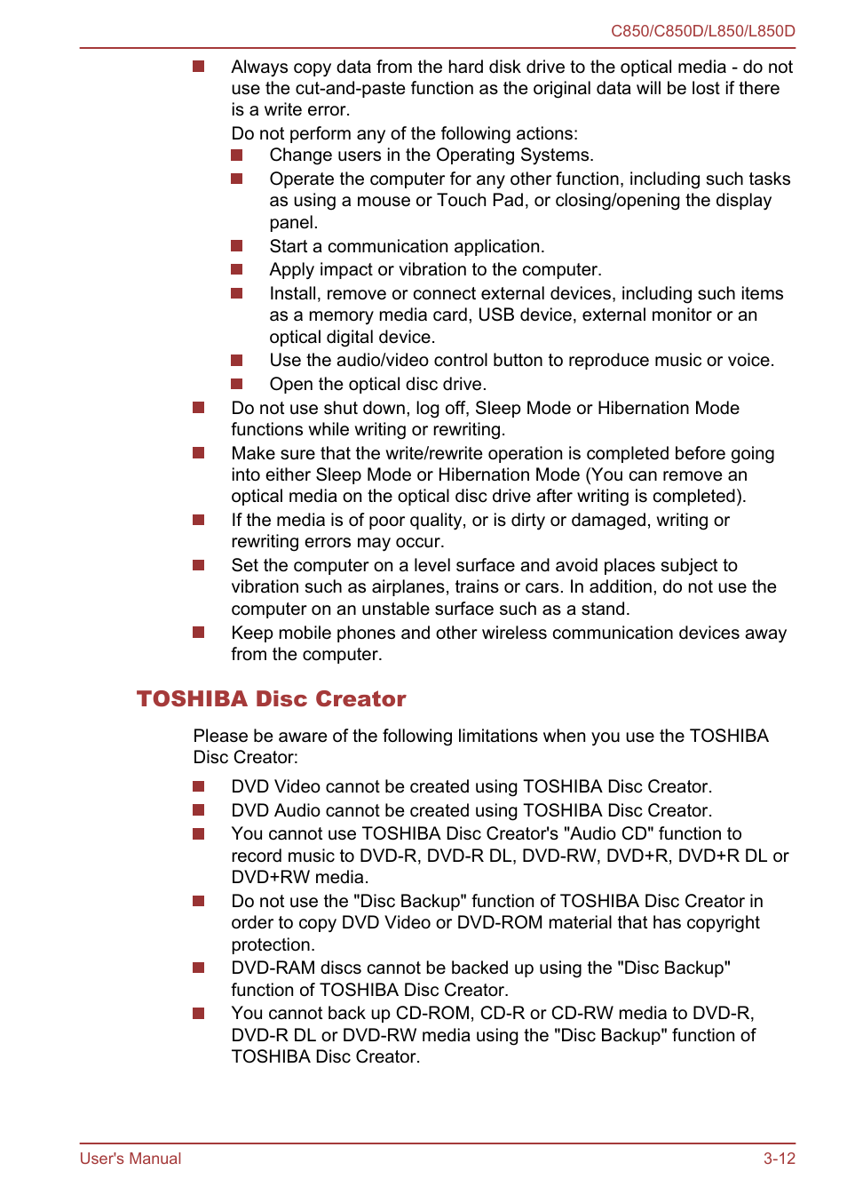 Toshiba disc creator | Toshiba Satellite L855 User Manual | Page 49 / 152