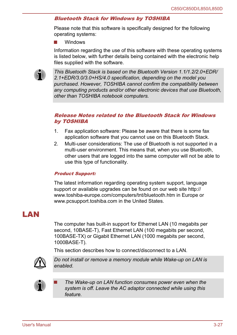 Lan -27 | Toshiba Satellite L855 User Manual | Page 64 / 152