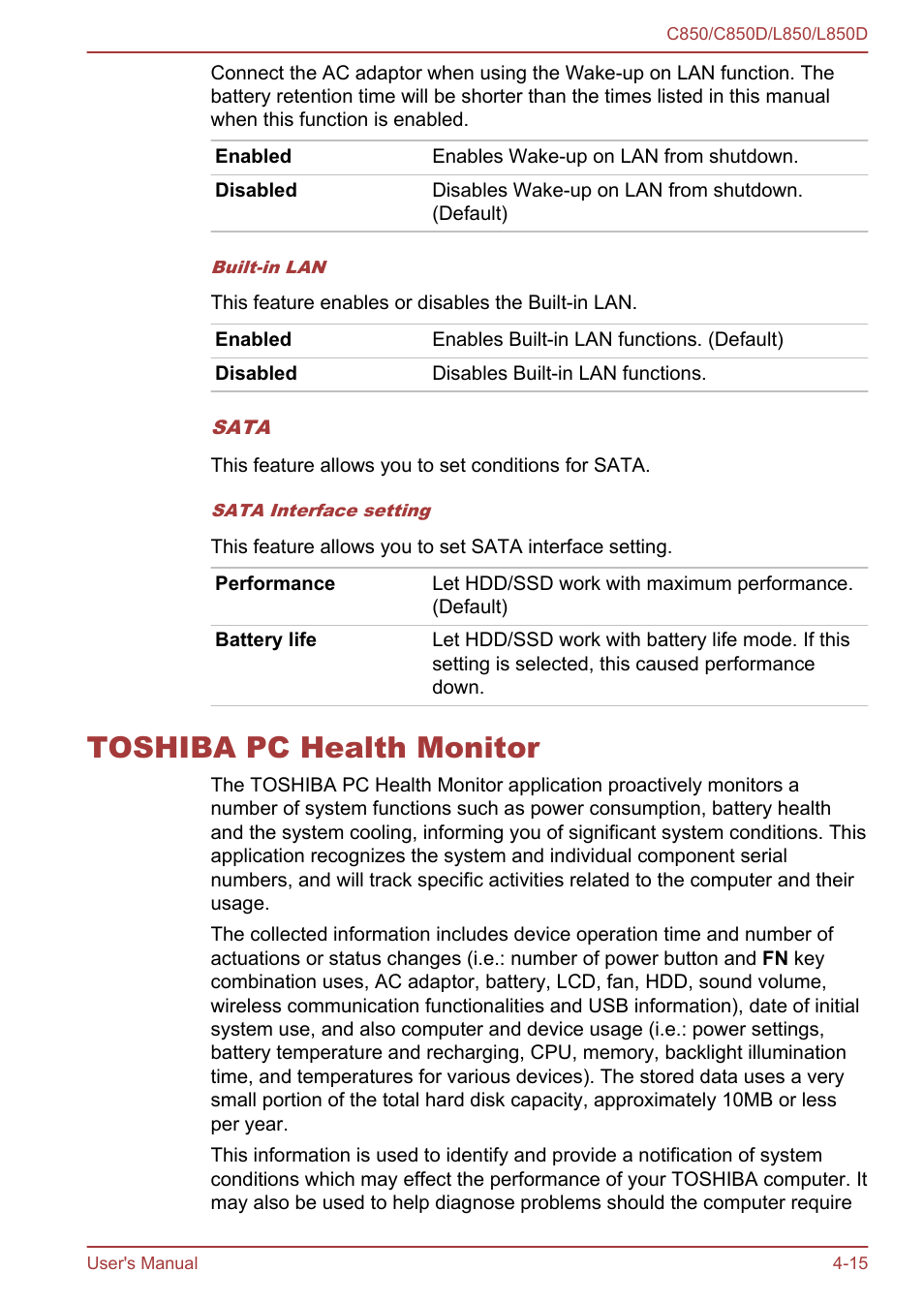 Toshiba pc health monitor, Toshiba pc health monitor -15 | Toshiba Satellite L855 User Manual | Page 97 / 152