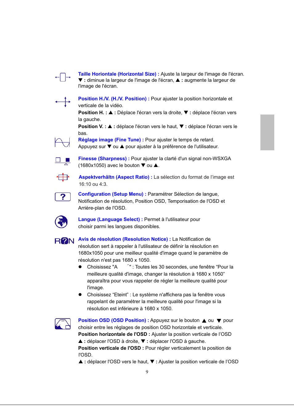Français | AOC 2219V1 User Manual | Page 25 / 45