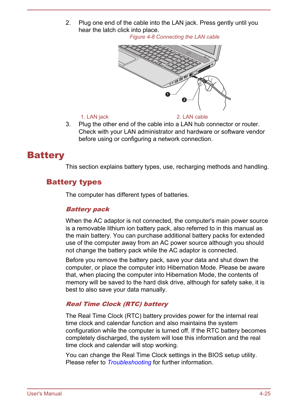 Battery, Battery types, Battery -25 | Toshiba Satellite Pro C870 User Manual | Page 83 / 146