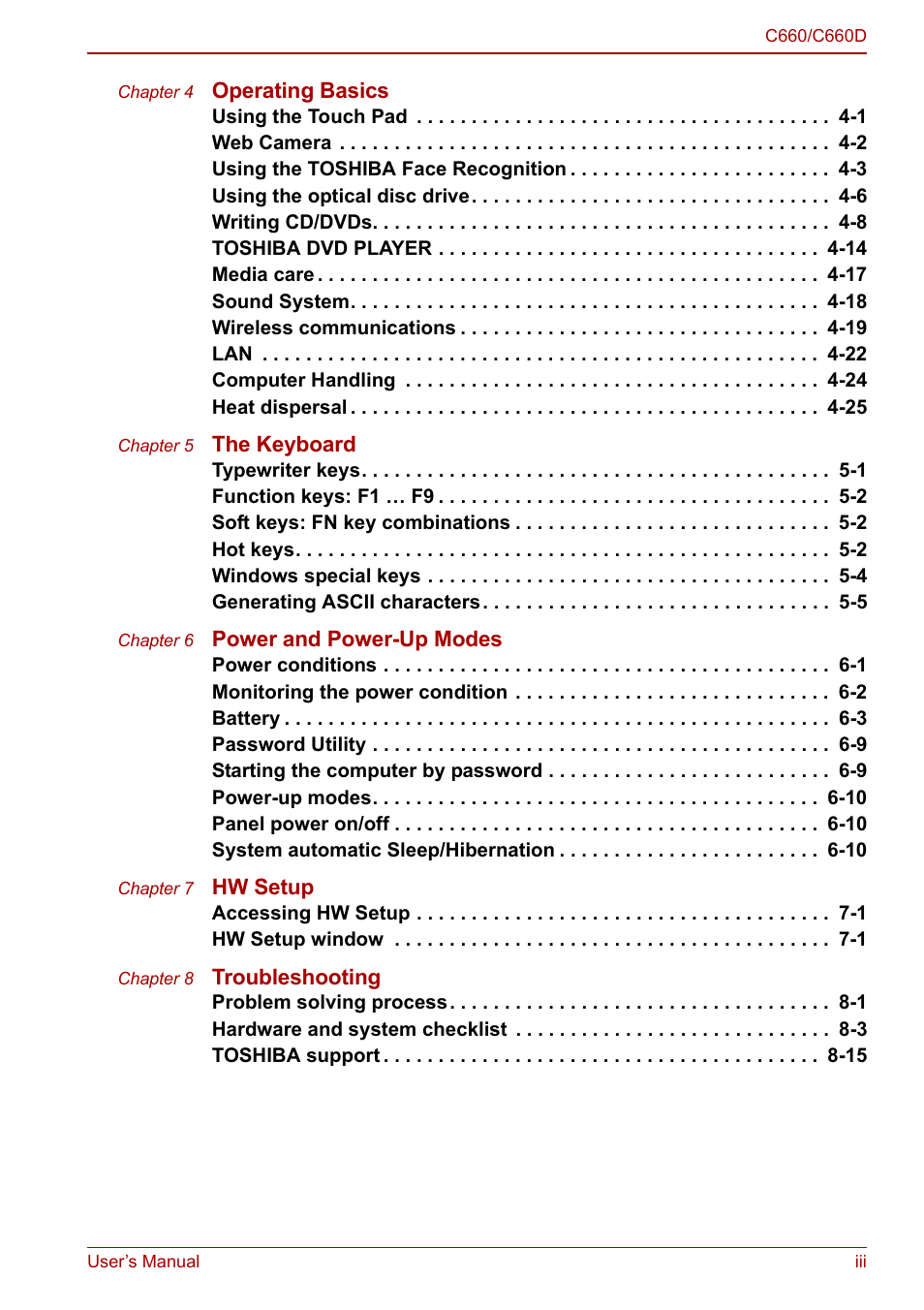 Toshiba Satellite Pro C660 User Manual | Page 3 / 144