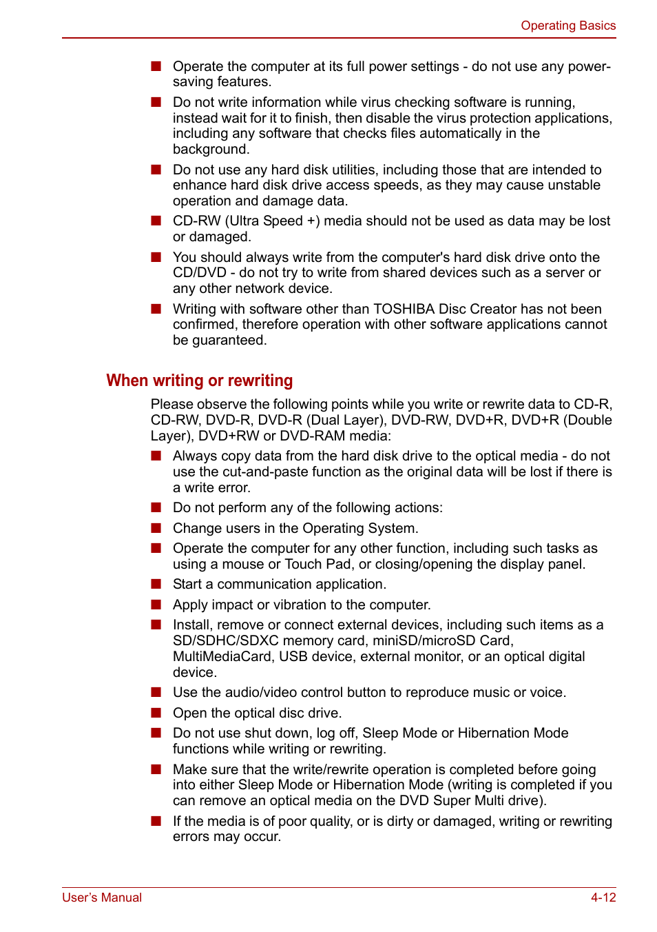 When writing or rewriting | Toshiba Satellite Pro C660 User Manual | Page 77 / 144