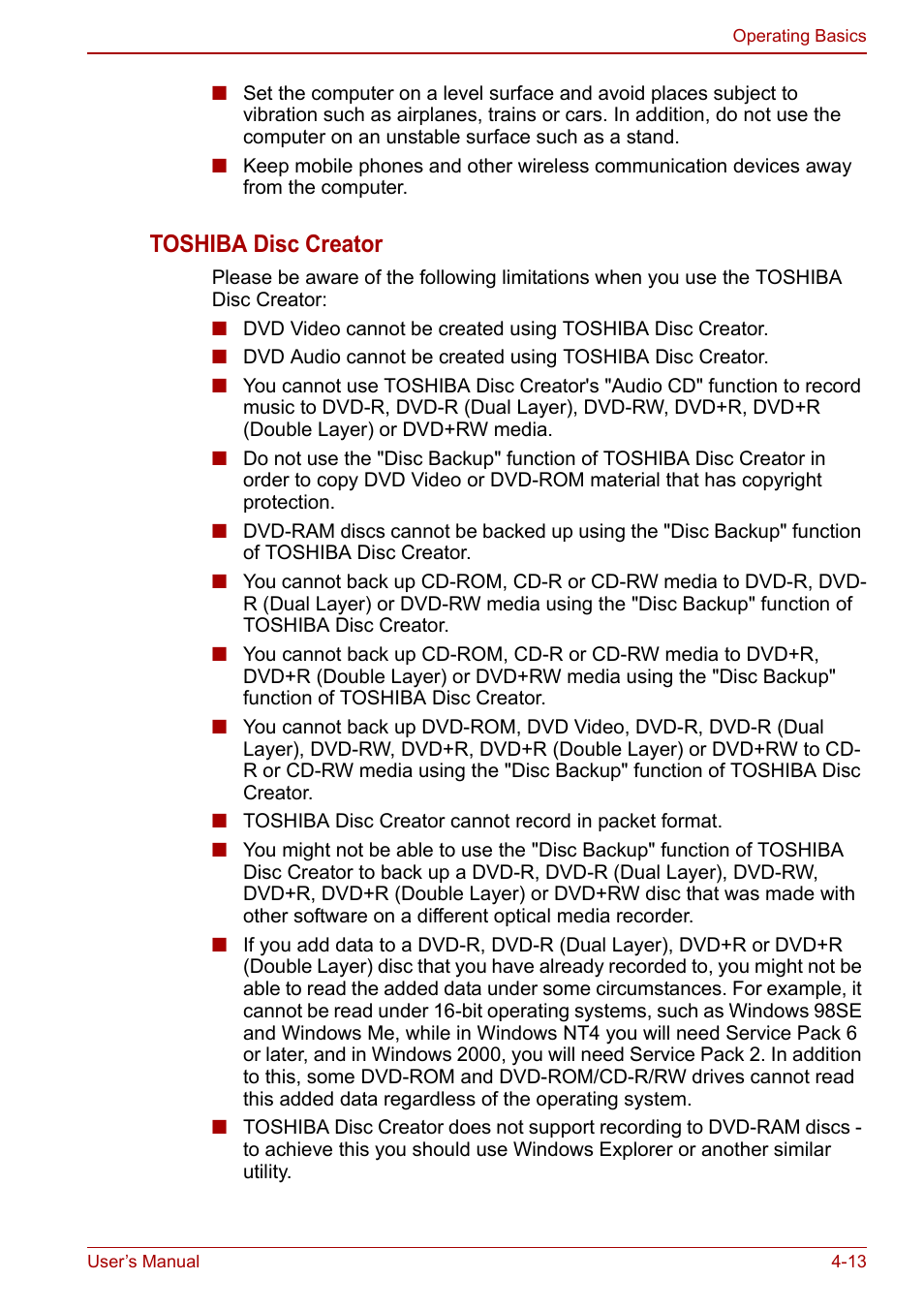 Toshiba disc creator | Toshiba Satellite Pro C660 User Manual | Page 78 / 144
