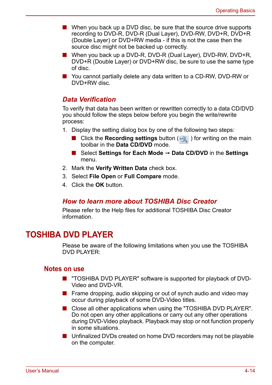 Toshiba dvd player | Toshiba Satellite Pro C660 User Manual | Page 79 / 144