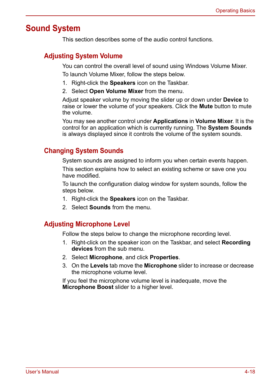 Sound system | Toshiba Satellite Pro C660 User Manual | Page 83 / 144