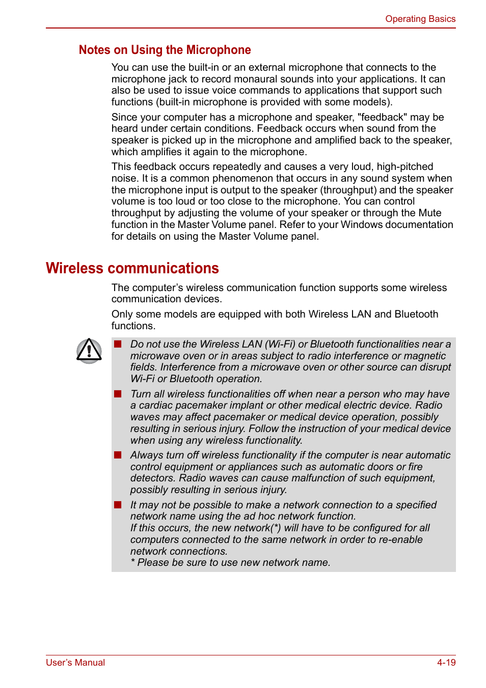 Wireless communications, Wireless communications -19 | Toshiba Satellite Pro C660 User Manual | Page 84 / 144