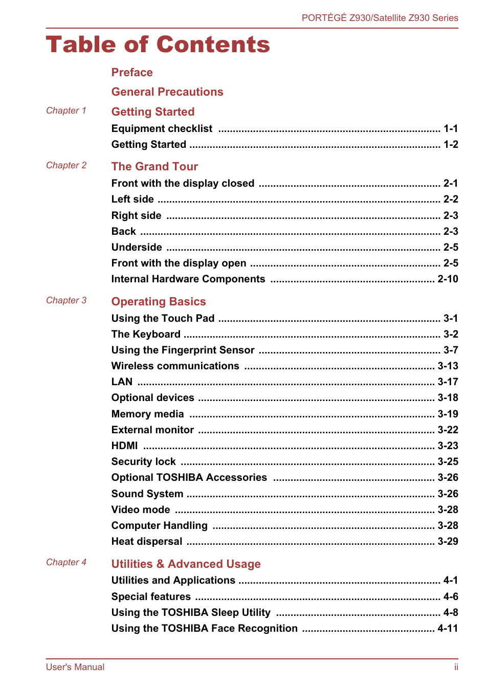 Toshiba Portege Z930-K User Manual | Page 2 / 138