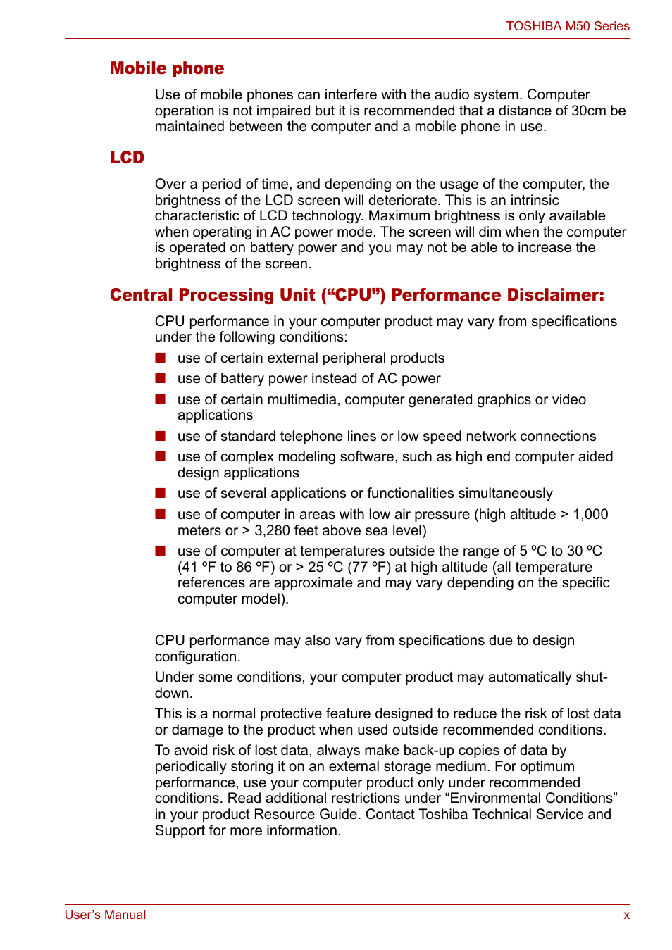 Mobile phone | Toshiba Satellite Pro M50 User Manual | Page 10 / 158