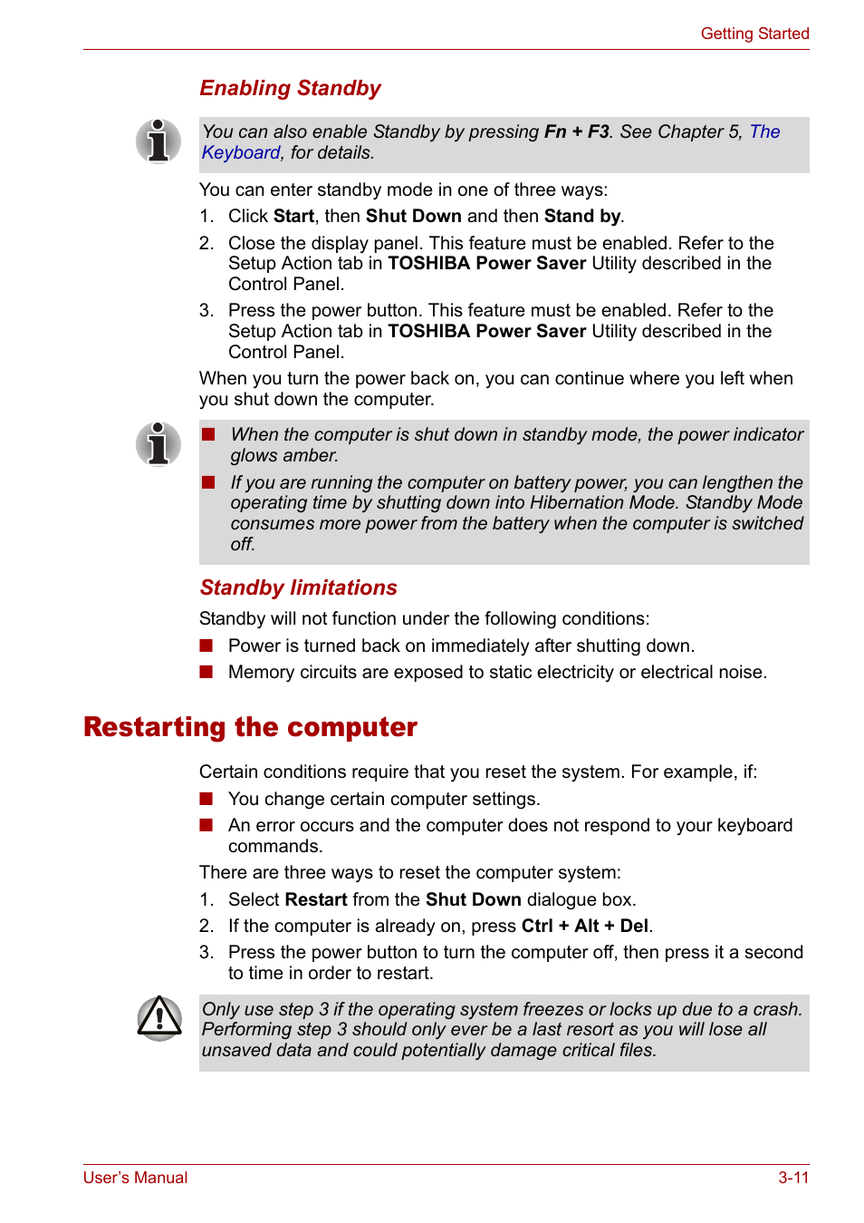 Restarting the computer, Restarting the computer -11 | Toshiba Satellite Pro M50 User Manual | Page 59 / 158