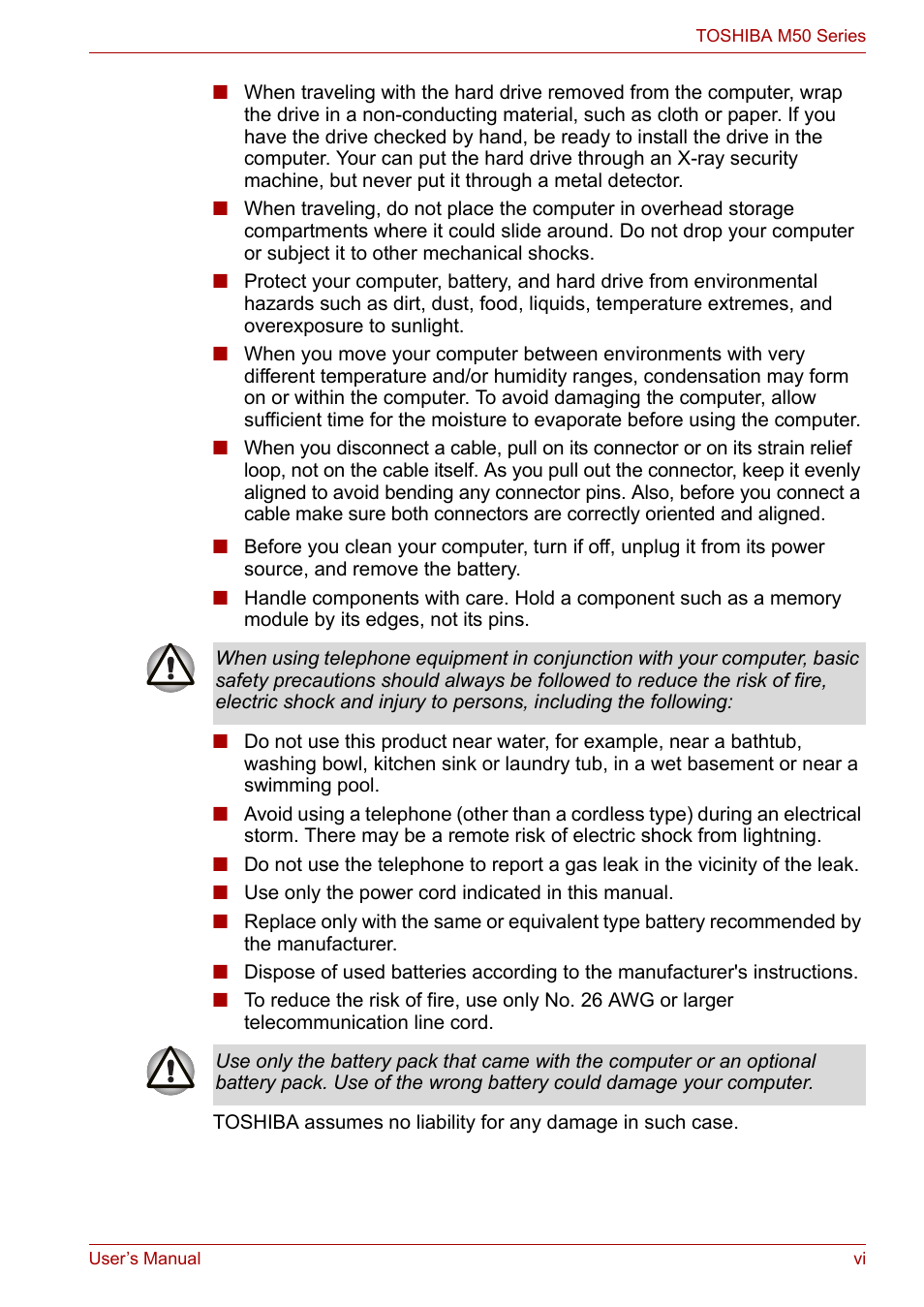 Toshiba Satellite Pro M50 User Manual | Page 6 / 158