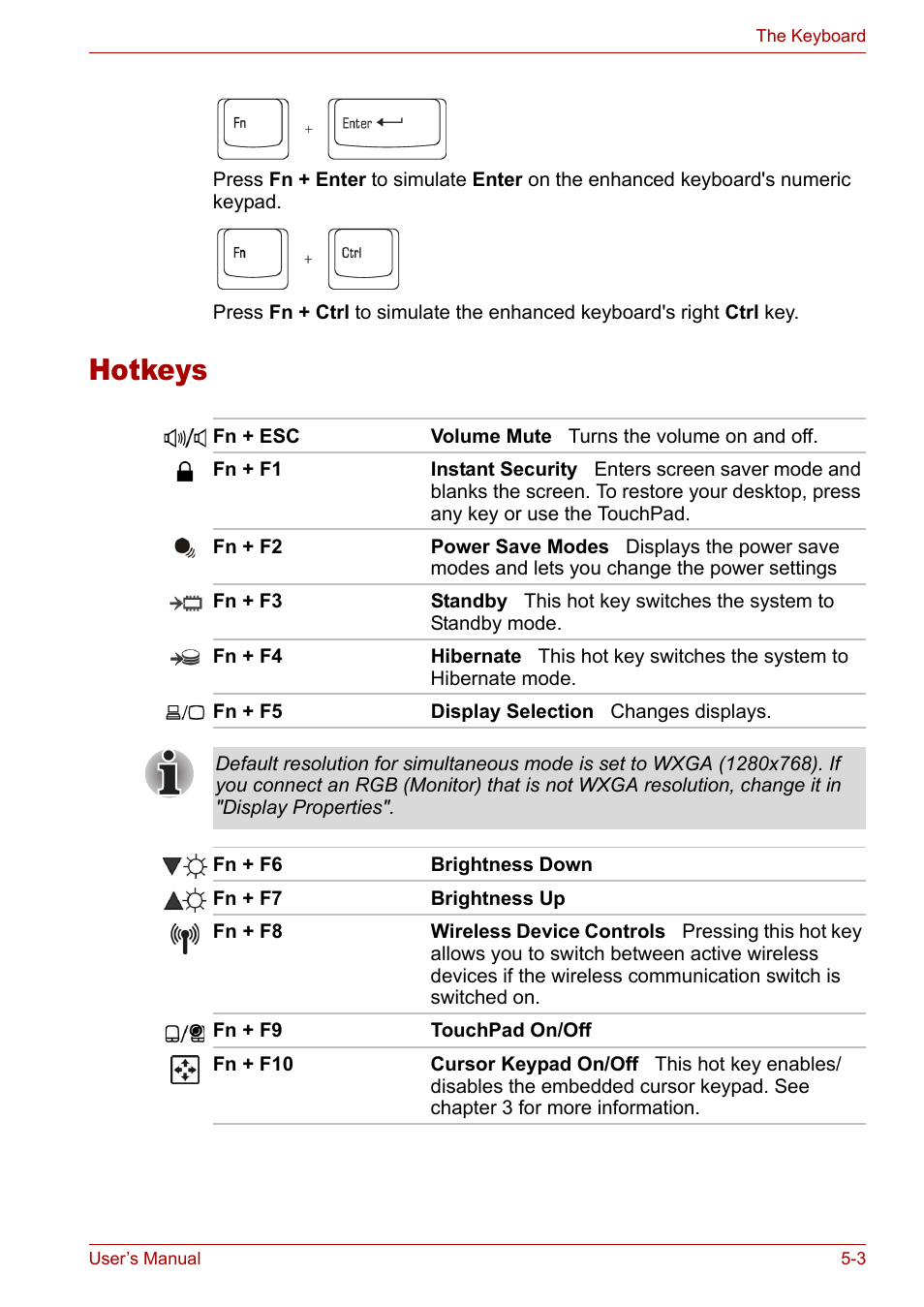 Hotkeys, Hotkeys -3 | Toshiba Satellite Pro M50 User Manual | Page 93 / 158