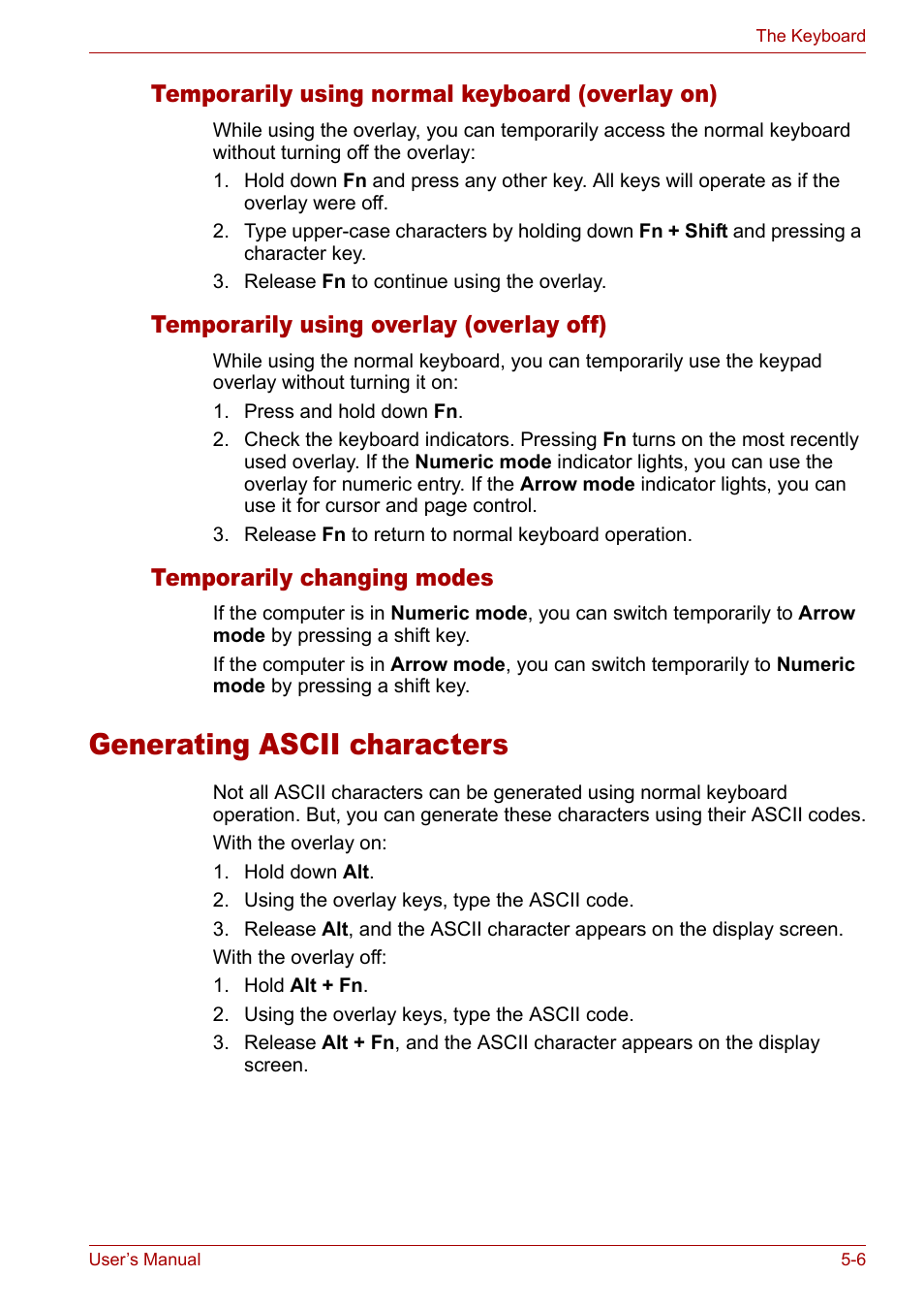Generating ascii characters, Generating ascii characters -6 | Toshiba Satellite Pro M50 User Manual | Page 96 / 158