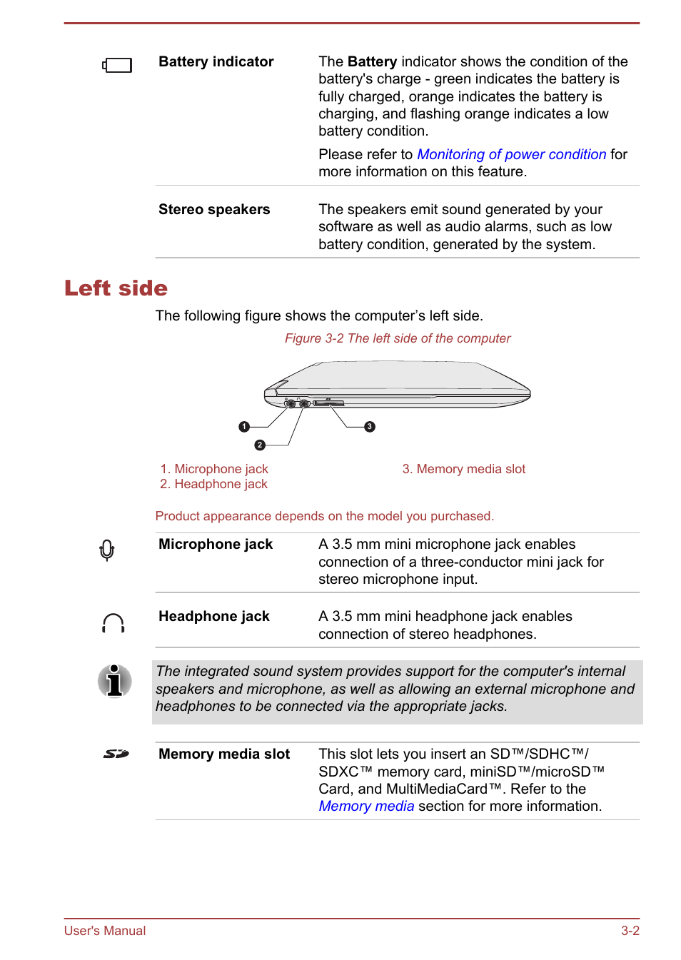 Left side, Left side -2 | Toshiba Portege Z930-E User Manual | Page 41 / 131
