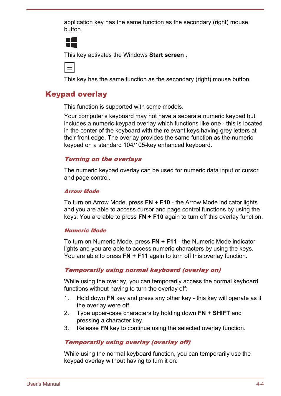 Keypad overlay | Toshiba Portege Z930-E User Manual | Page 61 / 131