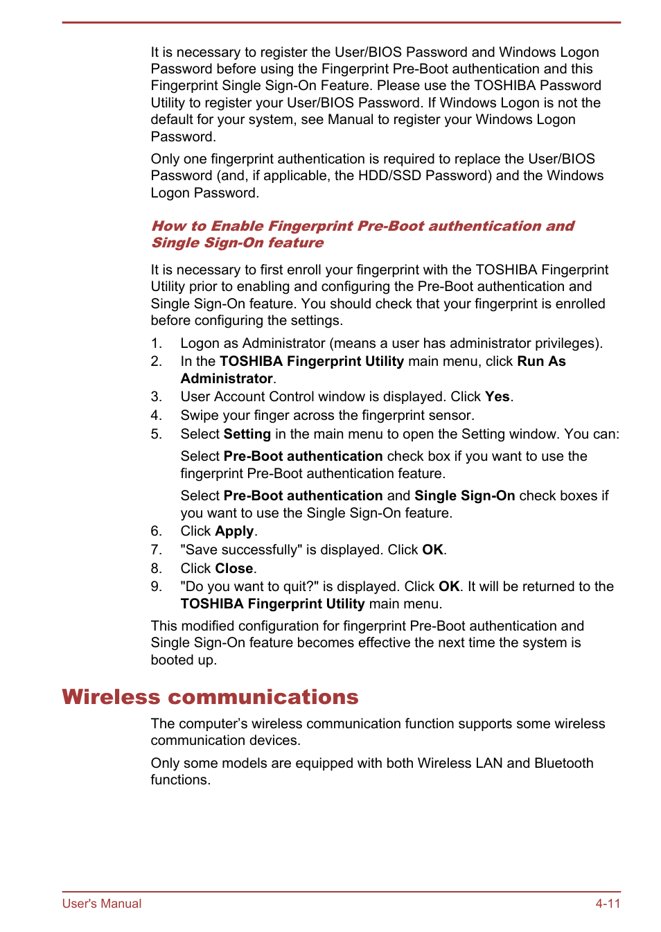 Wireless communications, Wireless communications -11 | Toshiba Portege Z930-E User Manual | Page 68 / 131