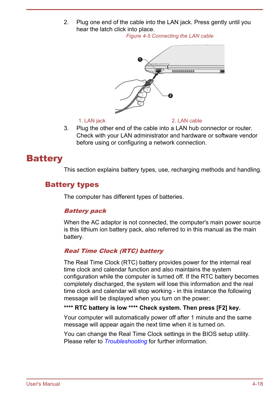 Battery, Battery types, Battery -18 | Toshiba Portege Z930-E User Manual | Page 75 / 131