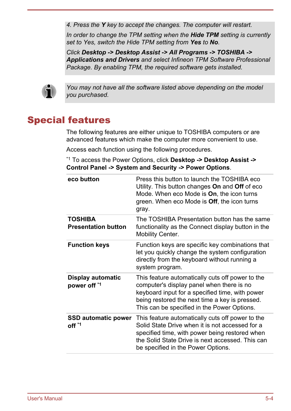 Special features, Special features -4 | Toshiba Portege Z930-E User Manual | Page 93 / 131