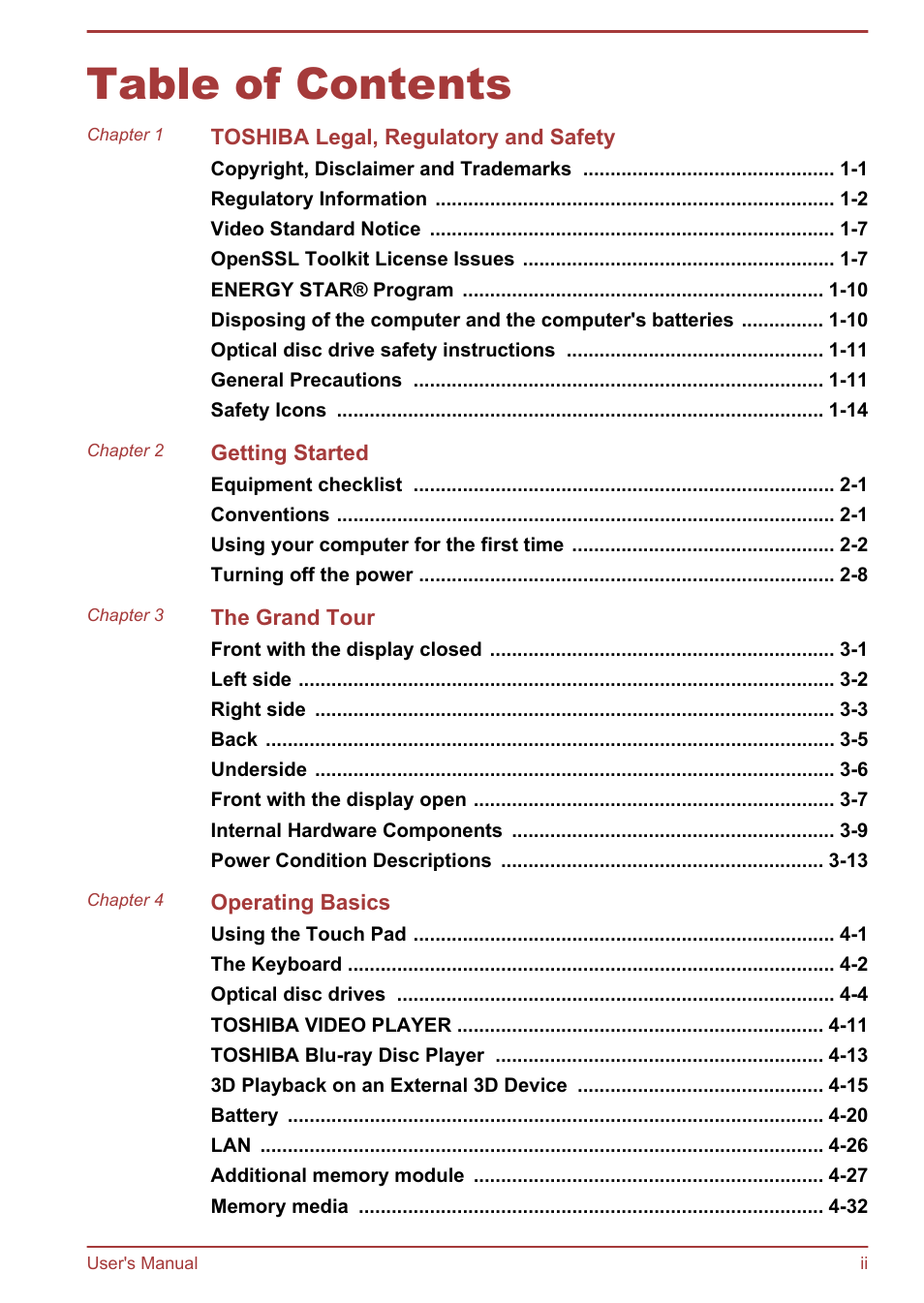 Toshiba Satellite C55-A User Manual | Page 2 / 134