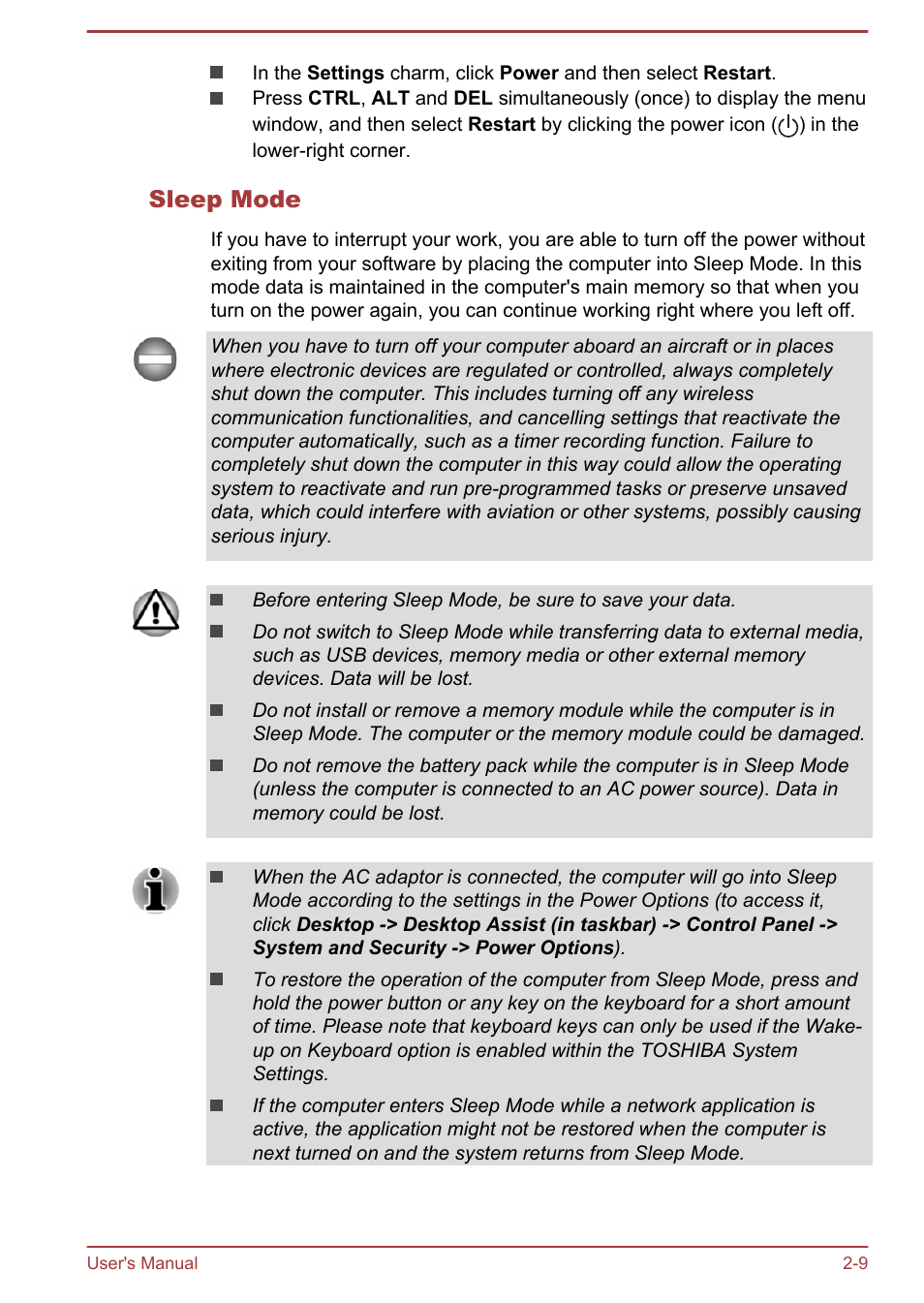 Sleep mode | Toshiba Satellite C55-A User Manual | Page 27 / 134