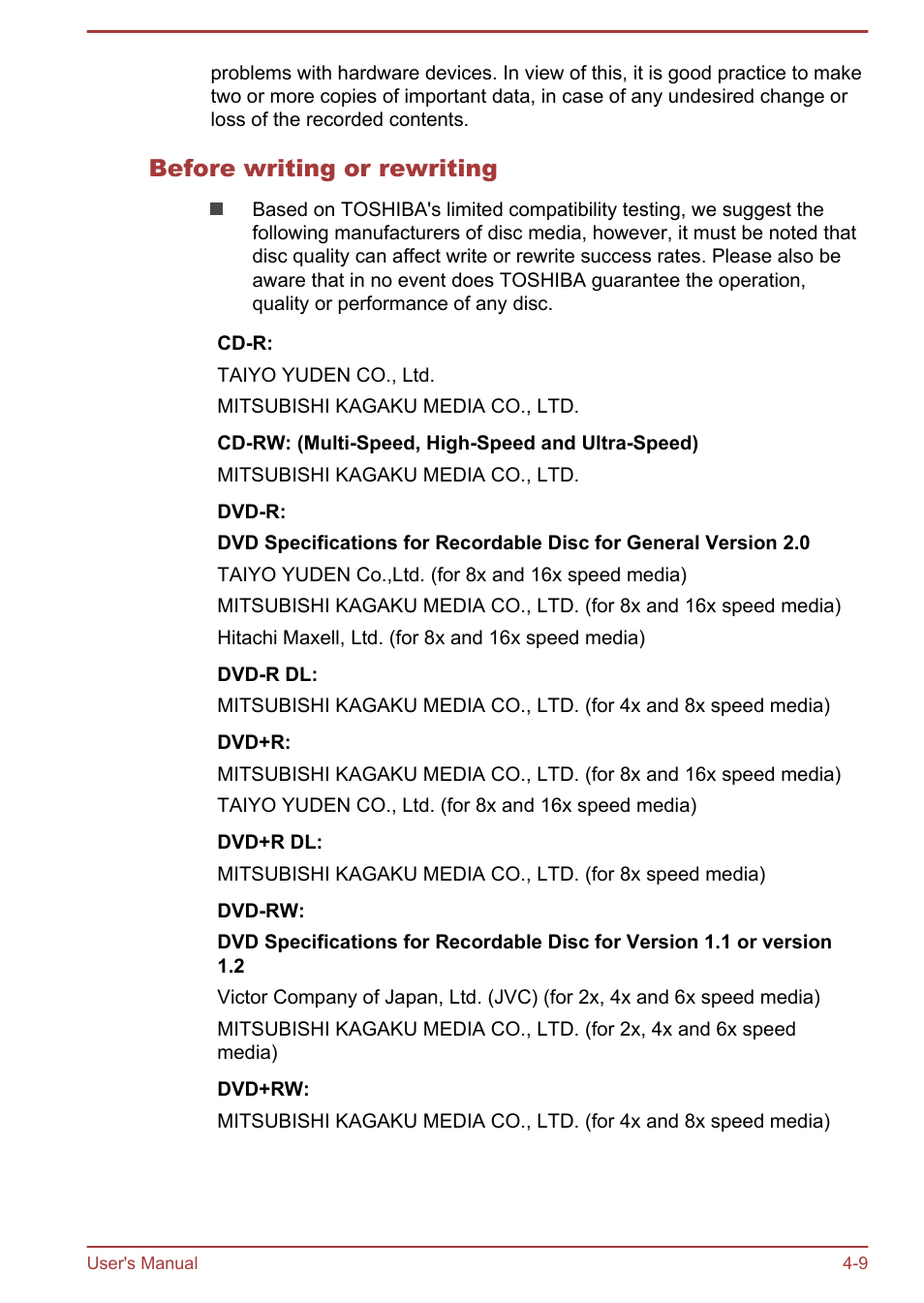 Before writing or rewriting | Toshiba Satellite C55-A User Manual | Page 53 / 134