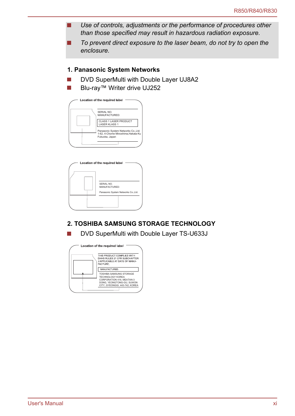 Toshiba Satellite R830 User Manual | Page 11 / 212