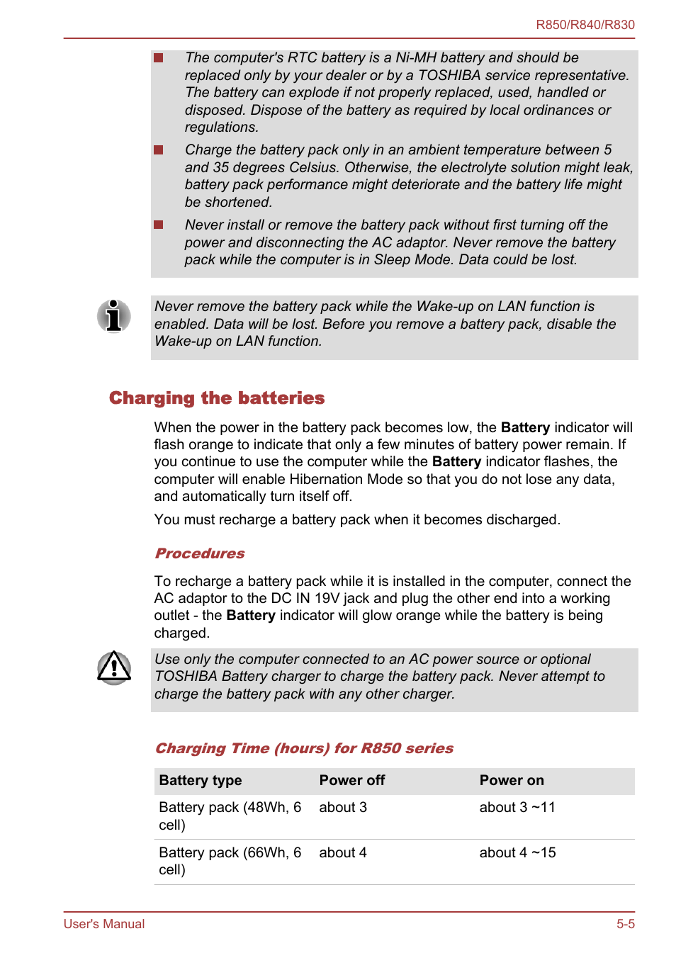 Charging the batteries | Toshiba Satellite R830 User Manual | Page 156 / 212