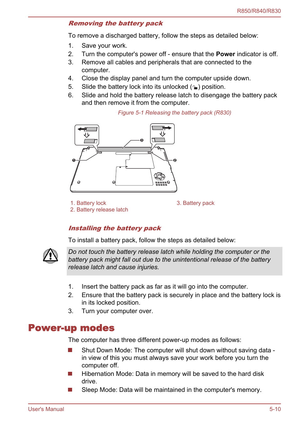 Power-up modes, Power-up modes -10 | Toshiba Satellite R830 User Manual | Page 161 / 212