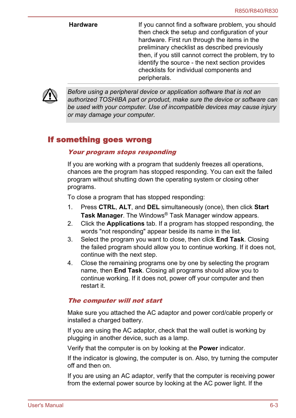 If something goes wrong | Toshiba Satellite R830 User Manual | Page 165 / 212