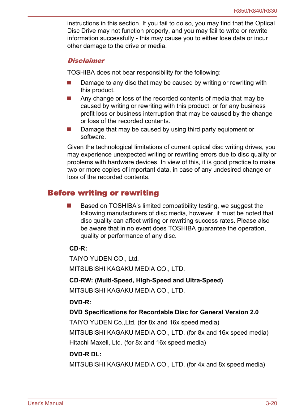 Before writing or rewriting | Toshiba Satellite R830 User Manual | Page 85 / 212